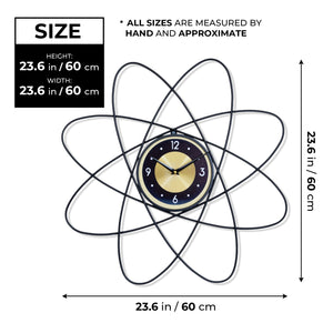 Minimalist Luxury Large Black Yellow Metal Star Decorative Wall Clock, 60 cm Silent Non-Ticking, Living Room Decor Gift by Sona Casa