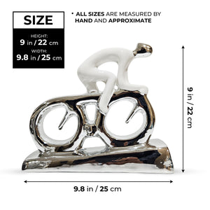 Abstract Cyclist Sculpture, 9" Ceramic Living Room Console Table Decor, Desk Figurine Ornament, Gifts by Sona Casa
