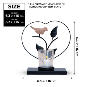 Black Metal Tealight Holder With Bird, 6" Nature Inspired Glass Decor by Sona Casa