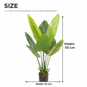 Large 45" Artificial Bird of Paradise Plant with Cement Base, Realistic Green Faux Tropical Tree for Indoor Outdoor Decor-Sona Casa