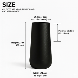 Set of 2 Tall Black Self Watering Indoor Planters, Contemporary Modern Decorative Pots, 33 Inch Riser for Home Office Garden-Sona Casa