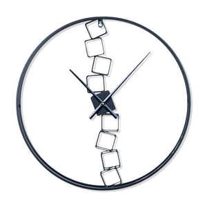 Black Metal Wall Clock, 24" Silent Abstract, Modern Living Room Decor by Sona Casa