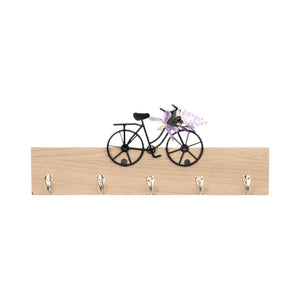 Wall Mounted Key Holder, 5 Hook Key Hangers, 6" Wooden Rack Organizer, Farmhouse Home Office Decor, Gifts by Sona Casa