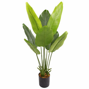 Large 45" Artificial Bird of Paradise Plant with Cement Base, Realistic Green Faux Tropical Tree for Indoor Outdoor Decor-Sona Casa