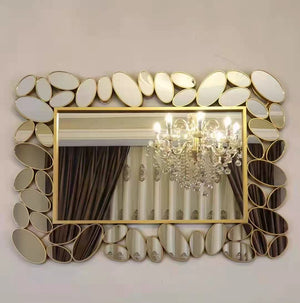 Gold Frame Decorative Wall Mirror, Lightweight, Vertical & Horizontal Mount, Elegant Home Accent-Sona Casa
