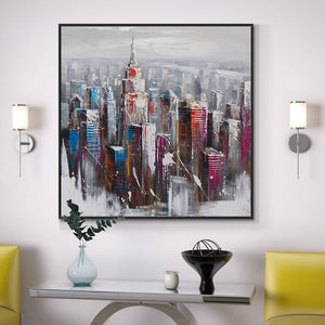 Textured Wall Art - Original Hand-Painted Abstract Building Canvas, Modern Art Home Decor, Perfect Gift for Art Lovers and New Homeowners by Sona Casa