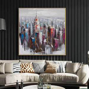 Textured Wall Art - Original Hand-Painted Abstract Building Canvas, Modern Art Home Decor, Perfect Gift for Art Lovers and New Homeowners by Sona Casa