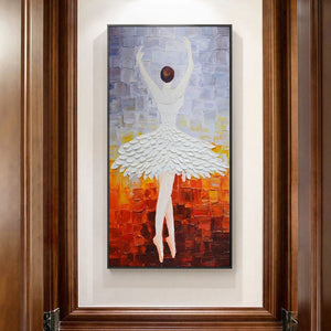 Abstract Dancer Art - Contemporary Ballerina in White Skirt Painting, Framed Ballet Art for Home Decor, Perfect Gift for Art Enthusiasts by Sona Casa