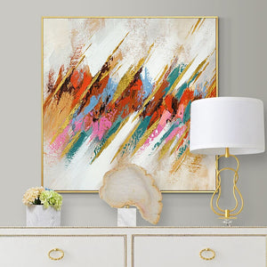 Abstract Pattern Painting, Vibrant Modern Wall Art Canvas, Original Large Oil Painting for Chic Living Room Decor by Sona Casa