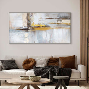 Abstract Painting on Canvas - Handmade Golden Yellow & Brown Textured Art for Living Room Decor, Unique Housewarming Gift by Sona Casa