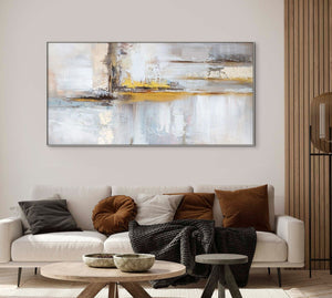 Abstract Painting on Canvas - Handmade Golden Yellow & Brown Textured Art for Living Room Decor, Unique Housewarming Gift by Sona Casa