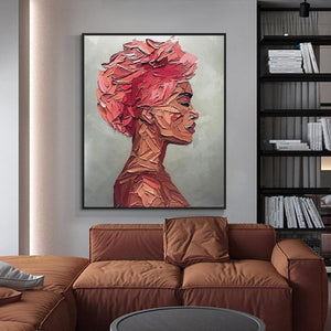 African Woman Wall Art - Textured Oil Painting, Original Hand-Painted Canvas for Living Room & Bedroom Decor, Unique Gift by Sona Casa