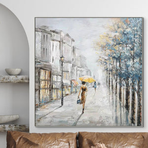 Hand-Painted City Market Artwork - Contemporary Urban Canvas for Living Room, Bedroom Wall Painting, Ideal New Home Gift by Sona Casa